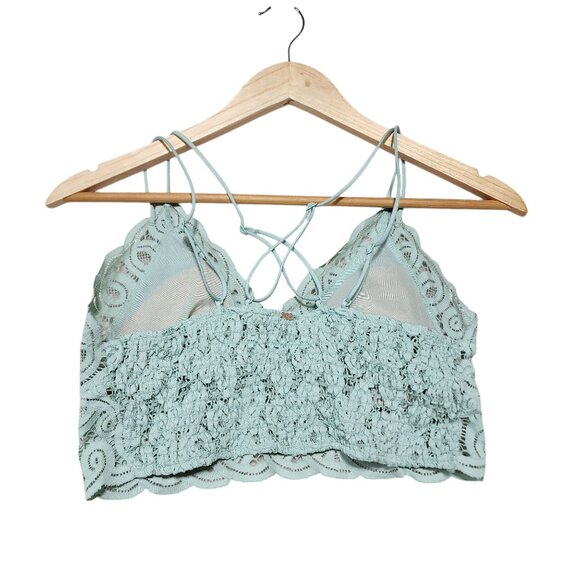 Victorias‎ Secret PINK Lace Bralette Top Mint Green Cross Back L - Picture 2 of 7